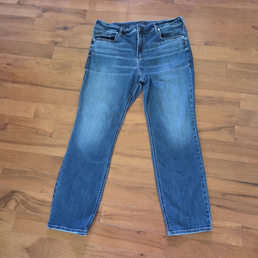 WOMENS SILVER JEANS CO AVERY STRAIGHT LEG BLUE DENIM STRETCH JEAN SZ 18W  X  L31